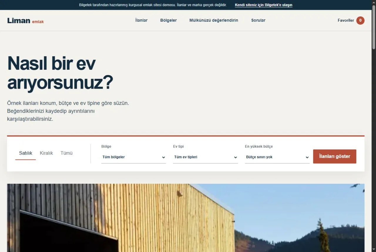 Emlak web sitesi örnek web sitesi