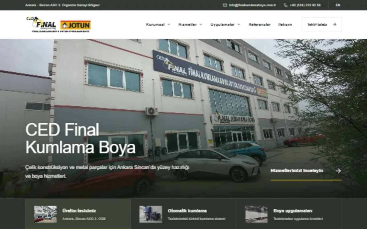CED Final Kumlama Boya web sitesinin ana sayfasından ekran görüntüsü